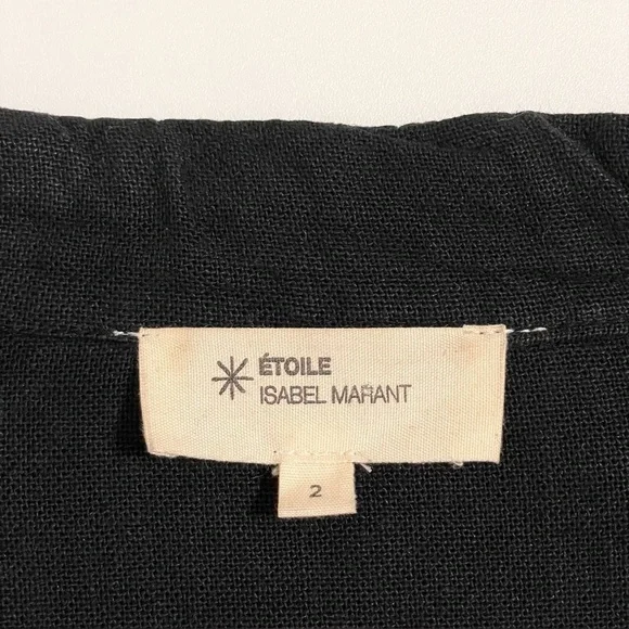 Isabel Marant Etoile Linen Blend Utility Jacket Zip Front Belted Black 6 Medium - Picture 11 of 13